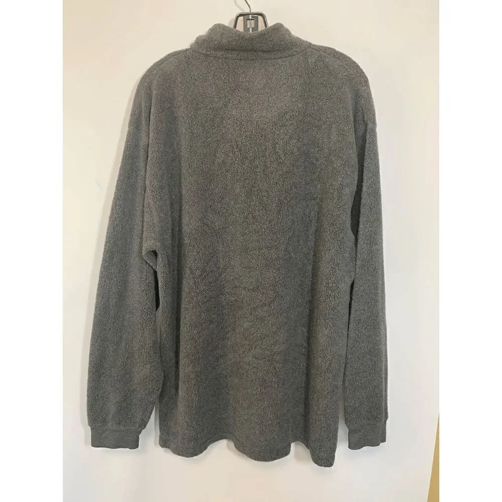 Vintage Norm Thompson Mens 1/2 Button Fleece Pullover Sweater Gray Size Large